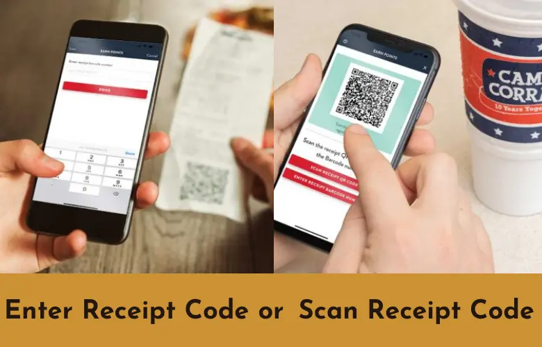 you can enter code by manually typing and by scanning the code present at your receipt.